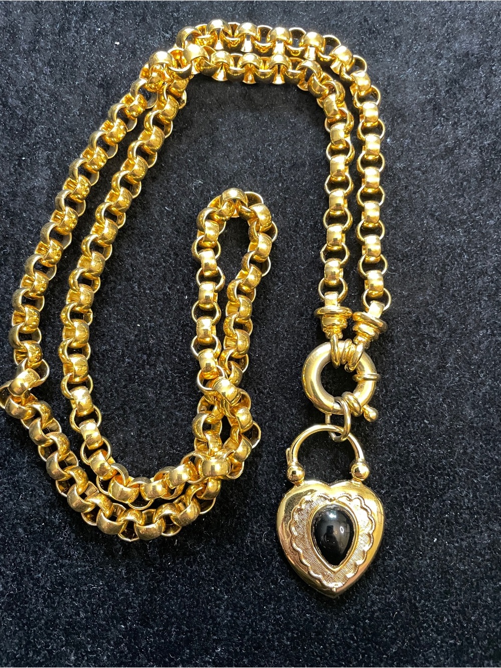 Vintage Joan Rivets Necklace with Black Stone Pendant